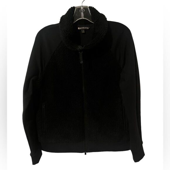Athleta Black Sherpa Range Jacket Coat Sz Small - Picture 3 of 6